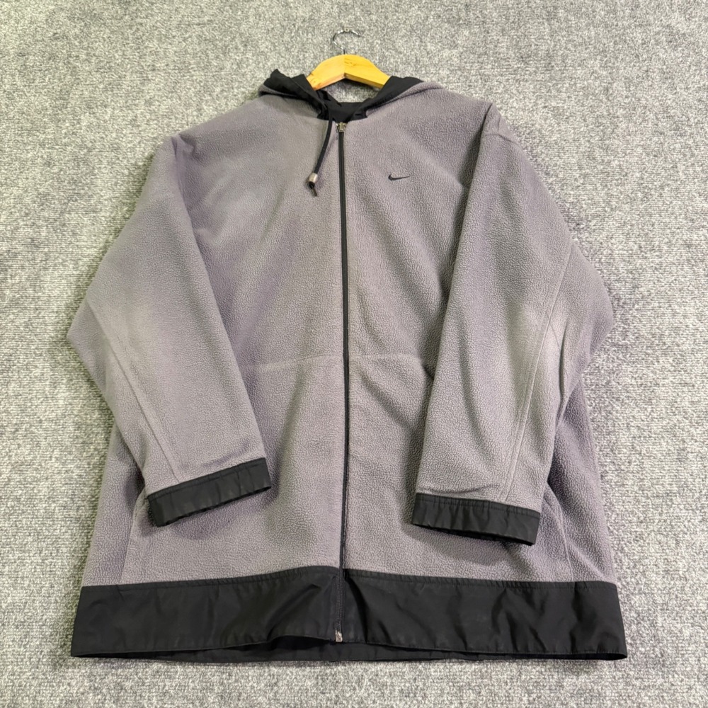 VTG Nike Fullzip Reversible Jacket Mens L Gray Y2K Embroidered Atheltic